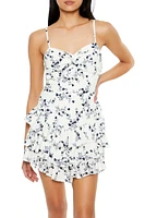 Tiered Floral V-Hem Mini Dress