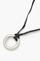 Faux Leather Cord O-Ring Necklace