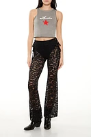 Sheer Lace Flare Pants