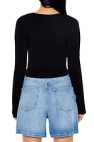 Ribbed Sweater-Knit Crop Top