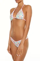 Bright Floral Contrast High Leg Bikini Bottoms