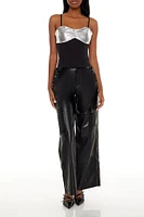 Faux Leather High-Rise Cargo Pants