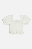 Girls Eyelet Puff-Sleeve Top (Kids)