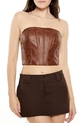 Faux Leather Cropped Tube Top