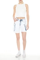 Bleach Wash Cargo Bermuda Shorts