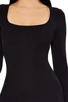 Ribbed Knit Square-Neck Maxi Dress