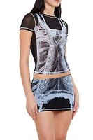 Mesh Bustier Graphic Baby Tee