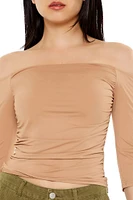 Ruched Off-the-Shoulder Crop Top
