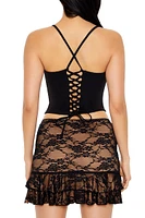 Lace-Up Corset Cropped Cami