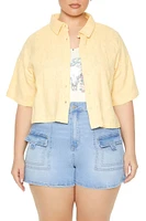 Plus Cropped Gauze Shirt