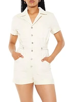 Twill Button-Front Romper