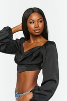 Draped Satin Crop Top