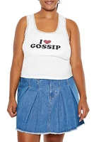 Plus Ribbed Knit Gossip Tank Top