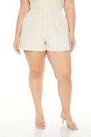 Plus Twill High-Rise Shorts