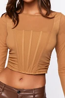 Illusion Neckline Corset Crop Top