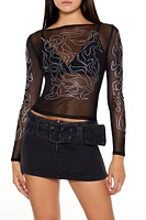 Mesh Rhinestone Flame Top