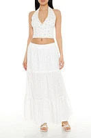 Eyelet Tiered Maxi Skirt