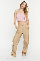 Hook-and-Eye Ruffle-Trim Crop Top