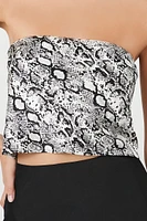 Satin Snake Print Tube Top