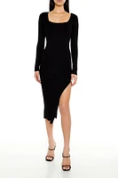 Thigh-Slit Midi Sweater Dress