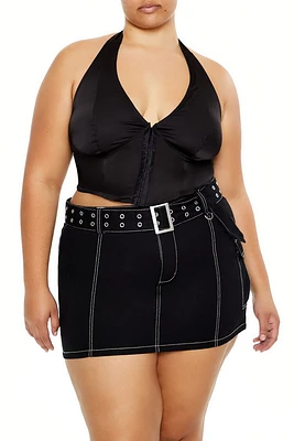 Plus Corset Halter Crop Top