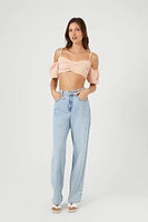 Open-Shoulder Sweetheart Crop Top