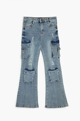 Girls Flare Cargo Jeans (Kids)