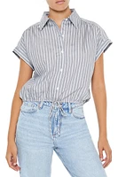 Pinstriped Cap-Sleeve Shirt