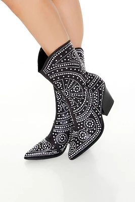 Studded Faux Leather Cowboy Boots