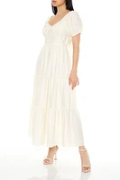 Tiered Puff-Sleeve Maxi Dress