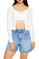 Pointelle Cropped Cardigan Sweater