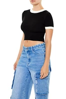 Sweater-Knit Ringer Cropped Tee