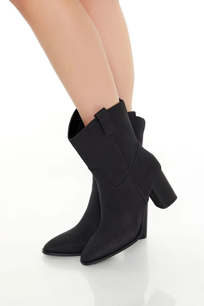 Faux Suede Pointed Toe Booties