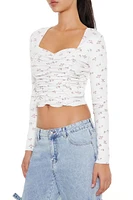 Ruched Floral Print Crop Top