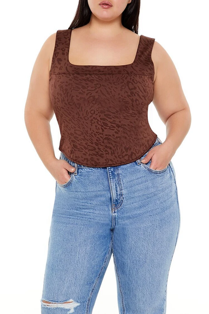 Plus Leopard Print Corset Crop Top