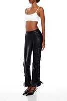 Lace-Up Faux Leather Bootcut Pants
