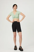 Lace-Trim High-Rise Biker Shorts