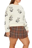 Plus Teddy Bear Print Sweater