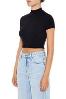 Mock Neck Cropped Tee