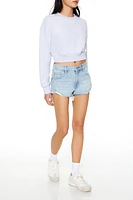 Distressed High-Rise Denim Shorts