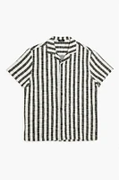 Textured Vertical Striped Button-Front Shirt