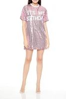 Sequin Its My Birthday T-Shirt Dress