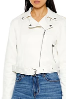 Faux Suede Cropped Moto Jacket