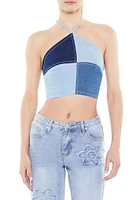 Patchwork Chambray Halter Top