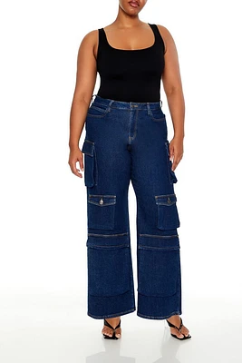 Plus High-Rise Cargo Jeans