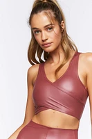 Faux Leather Longline Sports Bra