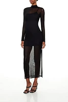 Mesh Mock Neck Maxi Dress