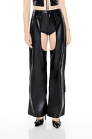 Faux Leather Combo Cutout Pants