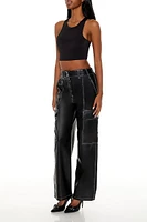 Faux Leather Cargo Pants