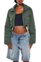 Quilted Cropped Bomber Jacket